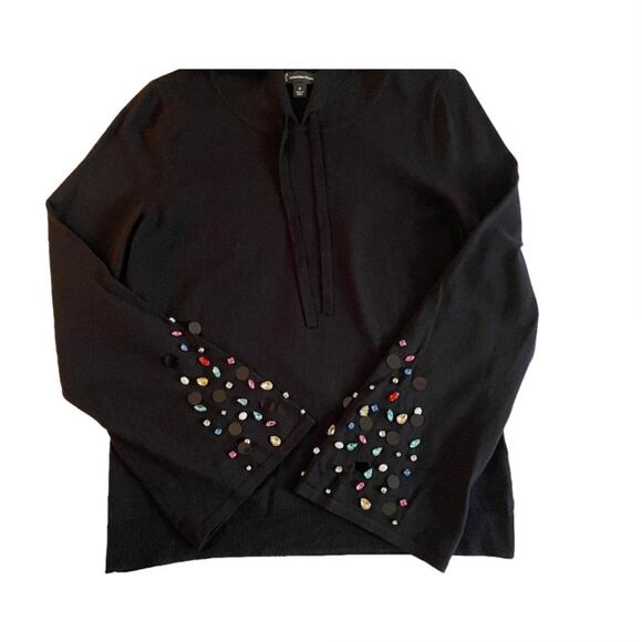 INC International Concepts Hoodie Sweater Rhinestones‎ Bell Sleeves Size Medium - Picture 4 of 6